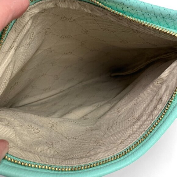 GiGi New York Stella Fold-Over Clutch Convertible Crossbody Green Leather - Picture 3 of 11